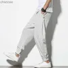 Pantaloni Harem a righe con fibbia a disco primavera estate Pantaloni da uomo in cotone traspirante e lino con fibbia Pantaloni casual alla moda LF20230824.