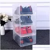 Storage Boxes Bins Thicken Clear Plastic Shoe Box Dustproof Sneaker Ders Transparent Stackable Shoes Containers C6 Drop Delivery Hom Dhung