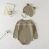 Unisex onesies 100 bomull stickad baby tröja romper overall oekotex organisk jumpsuit stickad baby romper