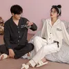 Vêtements de nuit pour femmes Pyjamas en coton Pyjama Costume Automne Hiver Pantalon à manches longues Femmes Cardigan Couple Vêtements de nuit Loungewear