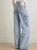 Women's Jean's Safari Style Straight Jeans Lose Casual Solid Color Autumn 2023 Zipper Fly Kvinna Hög midja Long Pants 230823