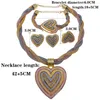 Halsbandörhängen Set African Women's Jewelry Romantic Heart Shaped Pendant Armband Ring for Bridal Wedding Accessories