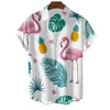 Camicie casual maschile 2023 Shirt Flamingo hawaiano stampato per uomini abiti maschile a maniche corte a manica corta camicetta di grandi dimensioni 5xl