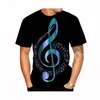 Men's T Shirts Music Graphic 3D T-Shirt Street Hip-Hop Trend Short Sleeve Top Round Neck Casual Personality Tees