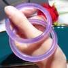 Bangle Send Certificate Myanmar Purple Jadeite Thin Armband Women Fine Jewelry äkta Natural Burma Certified Jade Bangles