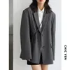 Women' Blends CHICVEN Women Office Lady Blazer Cuff Embroidery Wide Shoulder Twill Suit Autumn Ladies Outerwear Stylish Tops 230824