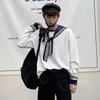 Men s Hoodies sweatshirts Noymei losse modieuze Koreaanse stijl zeemanspak contrastkleur afslaan kraag herfst sweatshirt mannelijke pullover wa2550 230823