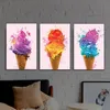 Ice Cream Canvas Painting Colorful Icecream Poster Wall Art Picture Prints Home Decor Dining Room Bar Kitchen Wall Decoration Gift No Frame Wo6