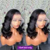 Body Wave Wavy Short Bob Wigs 13x4 spets frontala mänskliga hår peruker 4x4 spetsstängning peruker för kvinnor transparent 5x1 t del spets peruk