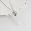 Pendentif Colliers Tube de verre clair Urne Souvenir Bouteille Souhaitant Collier En Acier Inoxydable Bouchon À Vis Flacon Cendres Bijoux Commémoratifs