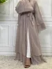 Vêtements ethniques Chaomeng Ramadan Mousseline de soie ouverte Abaya Dubaï Turquie Kaftan musulman pour femmes Kimono Robe modeste Femme Caftan Marocain Islam Vêtements 230824