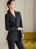 Женские женские штаны Lady Formal Pant Cust Women Brown Navy Black Fashion Jacket и Brouser Business Work Носить 2 наборы блейзера для осени