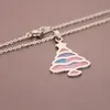 Pendant Necklaces Christmas Gift Color Tree Stainless Steel Necklace Ladies Children Holiday Jewelry Gifts