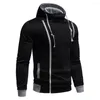 Men's Hoodies Hooded Sweatshirt Asymmetric With Oblique Zipper Elastic Cuffs Drawstring For Fall Fashion Diagonal