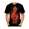 Men's T Shirts Music Graphic 3D T-Shirt Street Hip-Hop Trend Short Sleeve Top Round Neck Casual Personality Tees