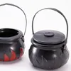 Assiettes lanternes noires décoratives Halloween seau à bonbons pot de sorcière conteneurs décorations seaux en plastique pour enfant