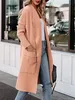 Kostenloser Versand Frauen lange Blazer Fashion Spring Herbst Slim O-Neck Single Breasted Pocket Outwear Ladies Blaser Feminino