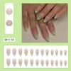 Faux ongles longs couverture complète vert bord français pointes d'ongles amande détachable faux pour bricolage