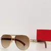 Nouveau design de mode lunettes de soleil pilote 0653S cadre en métal temples en bois style simple et populaire polyvalent extérieur lunettes de protection UV400