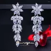 Boucles d'oreilles Vinregem bohémien, 55MM, saphir de laboratoire, pierres précieuses Sona Diamonda, fleur, cadeaux d'anniversaire, bijoux fins, vente en gros