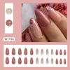 False Nails Almond Manicure Long Brick Red Press On Detachable French Fake Nials DIY