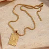 Pingentes de pingentes ecologicamente corretos aço inoxidável 18K Gold de ouro banhado vintage significativo damas presentes quadrados de rosa Pingente colares para mulheres
