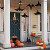 Couronnes de fleurs décoratives pour Halloween, couronne de 11 pouces avec décorations, citrouilles en bois d'automne, ventouses de fenêtre