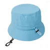 Berets Light Women's Fisherman Plain Bucket Hat Outdoor Sunshade Summer Beach Camping Caping z paskiem podbródkiem miękki oddychany przenośny