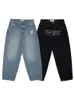Jeans pour hommes Baggy Casual Wide Leg Jeans Hommes Street Retro Hip Hop Imprimer Jeans Tendance Mode Noir Taille Haute Jean Y2k Hommes Vêtements 230823