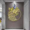 Väggklockor Peacock Color Round Frame Creative Fashion Quality Clock Auspicious Meaning Decoration