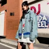 Vestes pour femmes Hip Hop Denim Veste 2023 Printemps et automne Graffiti peint à la main Manteau de taille ample