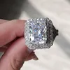 Cluster ringen handgemaakte vierkante zirkoon vingerring wit goud gevuld feest trouwring voor vrouwen mannen verloving sieraden cadeau