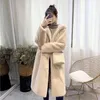 2023 New Women Women Winter Faux Pur Coat Capuzes Casacos de pele longos grossos Pray fêmea solta sobretola solta