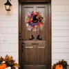 Decorative Flowers Halloween Wreath For Front Door Mesh Decor Handmade Two Long Legs Garland Hanger Festival Window Porch