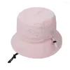 Berets Light Women's Fisherman Plain Bucket Hat Outdoor Sunshade Summer Beach Camping Caping z paskiem podbródkiem miękki oddychany przenośny