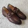 Chaussures habillées marron hommes mocassins chaussures bout carré Slip-On hommes d'affaires robe Sheos taille 38-48 Zapatos De Vestir Hombre 230824