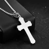 Pendant Necklaces European And American Retro Three-tiered Cross Necklace Titanium Steel Men's Decoration Lettering Gift PSL166