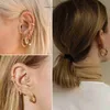 6 pairs of coarse gold ring earrings set for women's 14K gold-plated anti allergic thick open Huggie Hoop set for jewelry gifts