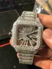 Montre de luxe personnalisée avec squelette en argent et diamant Moissanite, testée avec succès, mouvement à Quartz T, 2023