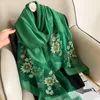 Sjaals zijden wollen sjaal bloem geborduurde vrouwelijke sjaals en wraps dame reizen pashmina hoge kwaliteit winter nek geschenk sjaals 230823