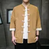 Ethnic Clothing 2023 Spring Summer Men's Shirt Chinese Casual Tops Harajuku Cotton Linen Vintage Taiji