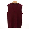 Men's Vests Super Anti-pilling Top Grade Winter V Neck Woolen Fashion Brand Knit Cardigan Casual Plaid Sweater Vest Sleeveless C57