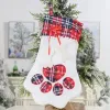 Calze di Natale Animale Cane Gatto Zampa Sacchetto regalo Monogramma Caramelle Regalo Calza Ornamenti per l'albero di Natale Capodanno Decorazione della casa di Natale