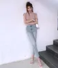Frauen Jeans hohe Taille Hellblau-Knöchel-Länge Sommer Einfacher Stil Female Fit Denim Hosen junge Mädchen
