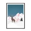 Samenvatting Snow Mountain Poster Print Wall Art Picture Noordse stijl Stag Skiër Canvas Painting Art Art Aisle Living Room Slaapkamer Decor WO6