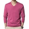 Mens Polos högkvalitativa mode casual vneck långärmad polo skjortor andningsbara ull stickade mjuka affärstoppar 230823