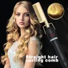 Hårrätare Professional Straight Came Comb Iron Strainening Borste Heating Electric Curler 230823