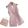 Coletes femininos Superaen 2023 Autumn Pink Suit de colete da senhora casaco fino sem mangas