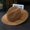 Basker Gemvie Summer Hat Panama Hats Hollow Out Straw For Men Women Leather Ribbon Large Brim Sun Beach Jazz Cap Fedora 230823