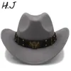 chapéus sboy wome masculino preto lã chapeu chapéu de cowboy ocidental jazz jazz sombrero hombre bon bargirl size 5658cm 230823